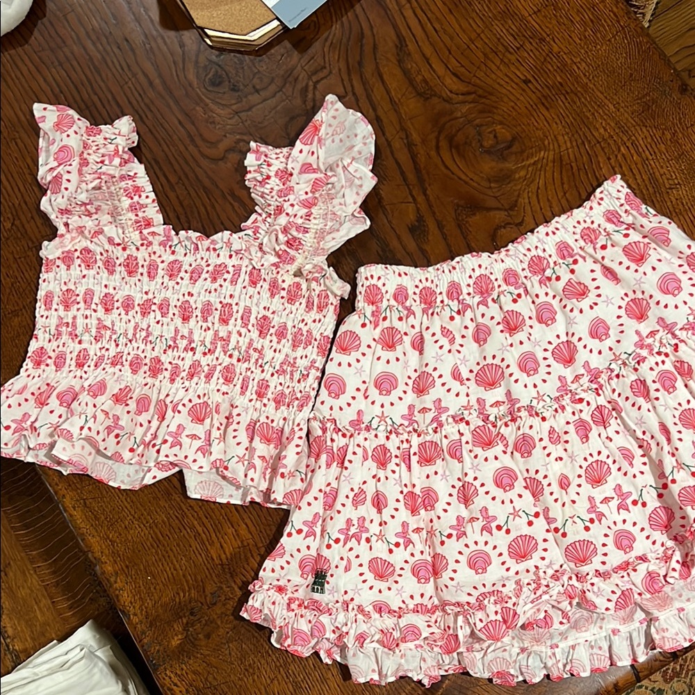 Hill House Pink and White Floral Smocked Set